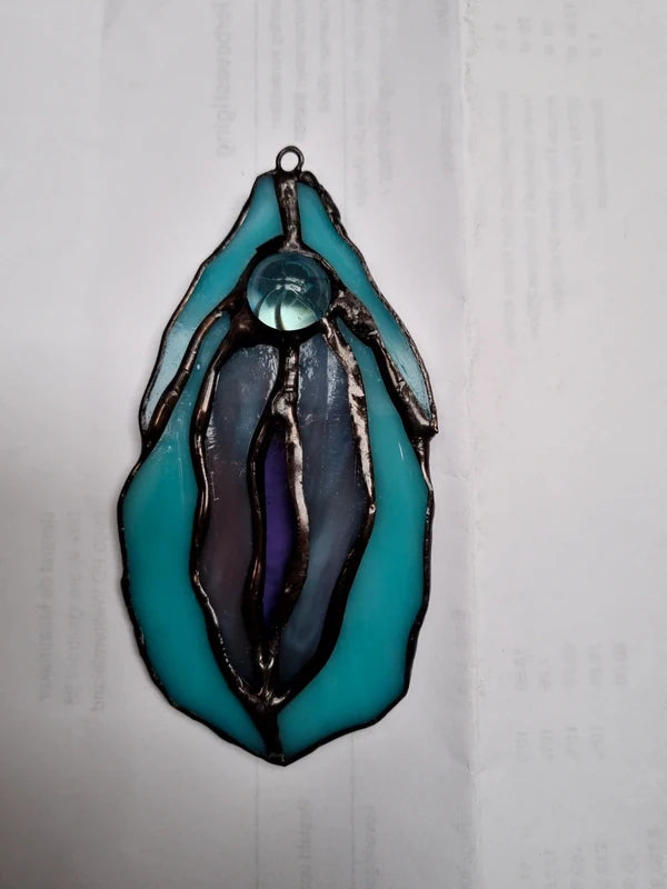 Yoni/Vulva glaskunst in blauw