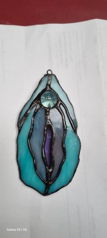 Yoni/Vulva glaskunst in blauw