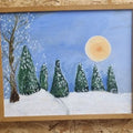 Origineel Schilderij 'Winterlandschap bij Volle Maan' (50x40 cm) – Aukje Hut