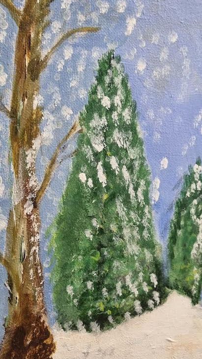 Origineel Schilderij 'Winterlandschap bij Volle Maan' (50x40 cm) – Aukje Hut