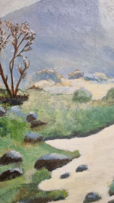 Origineel Schilderij 'Berglandschap met Kabbelende Beek' (40x40 cm) – Aukje Hut