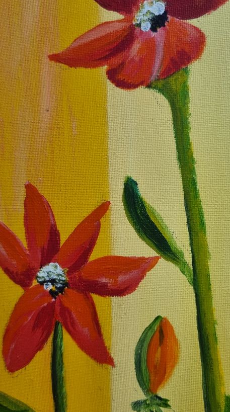 Origineel Schilderij 'Zonnige Bloemen' (40x30 cm) – Aukje Hut