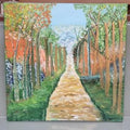 Origineel Schilderij 'Herfstlaan in het Bos' (50x50 cm) – Aukje Hut