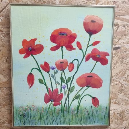 Origineel Schilderij 'Klaprozen in de Wei' (50x60 cm) – Aukje Hut