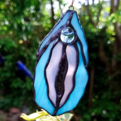 Yoni/Vulva glaskunst in blauw